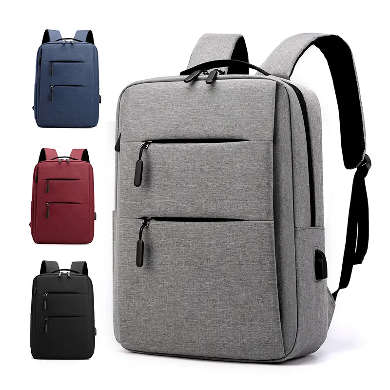 Usine en gros homme école sac à dos avec USB pas cher ordinateur portable intercalaire ordinateur sac à dos collège étudiant léger sacs
