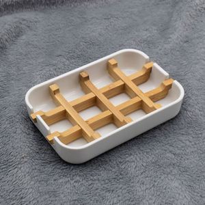 Eco-Friendly <b>Bamboo</b> Plastic <b>Soap</b> <b>Dish</b> Self-Draining <b>Soap</b> Holder for Bathroom Kitchen - Product Image 5