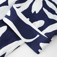 Faire mes vêtements personnalisé à manches courtes col en V été graphique blanc bleu partout bloc imprimé robe mi-longue tunique femmes