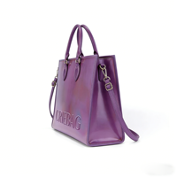 Sac à main de soirée grande capacité en PU imperméable, violet irisé tendance, avec logo personnalisé 2026, gaufré et bandoulière réglable