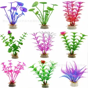 Decoração de tanque de peixes, flores de plástico de simulação artificial, plantas de aquário, paisagem