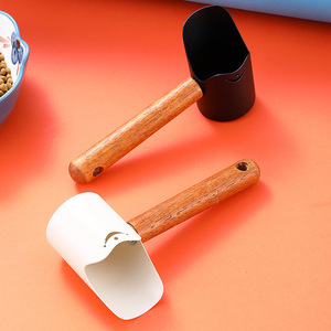 Pala para arena de gatos de acero inoxidable con mango de madera, gran capacidad, forma ovalada, para suministros de mascotas - Product Image 2