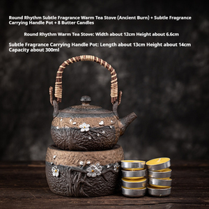 Tetera de Cerámica Hecha a Mano con Esmalte de Hierro y Decoración de Arcilla Antigua, con Estufa de Alcohol para Calentar Té, Juego de Té Kung Fu, Portátil, Ideal para Viajes, Regalo - Product Image 3