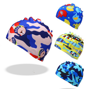 Nouveau <span class=keywords><strong>bonnet</strong></span> <span class=keywords><strong>de</strong></span> <span class=keywords><strong>bain</strong></span> en nylon pour enfants avec imprimé numérique, tissu à séchage rapide, design <span class=keywords><strong>de</strong></span> dessin animé pour garçons et filles, pour piscines pour enfants - Product Image 2