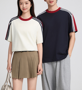 American Style Oversized <b>Tshirt</b> Formal Knitted Short Sleeve Blank Design O-Neck T-shirt Custom Cotton Blend Hot Supplier T shirt - Product Image 3