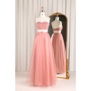 Robe de soirée en tulle <span class=keywords><strong>longue</strong></span> au sol avec chérie moderne <span class=keywords><strong>jupe</strong></span> de soirée élégante <span class=keywords><strong>et</strong></span> décontractée <span class=keywords><strong>ensemble</strong></span> de deux pièces ligne rose douce princesse illimitée - Product Image 1