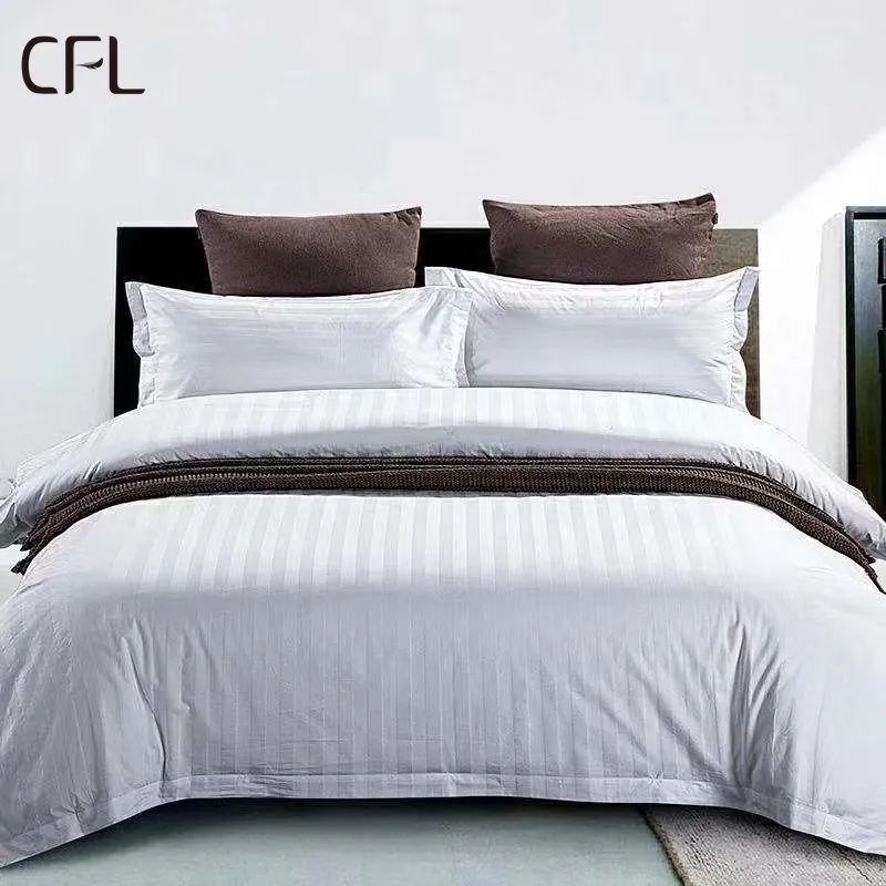 Luxushotel Leinen liefert Größe Design Tröster Bettwäsche-Set Streifen Weiß 100% Baumwolle Bettlaken maßge schneiderte Tages decke