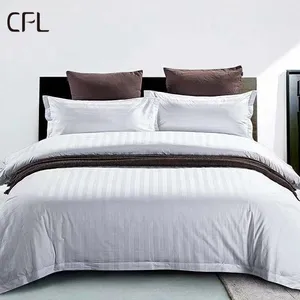 लक्जरी होटल सनी आपूर्ति आकार डिजाइन दिलासा बिस्तर सेट धारी सफेद 100% कपास bedsheet अनुकूलित जाजम