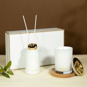 Juego de Regalo de Lujo Mescante, Frasco de Vela de Cerámica Blanca y Difusor para Decoración del Hogar - Product Image 2