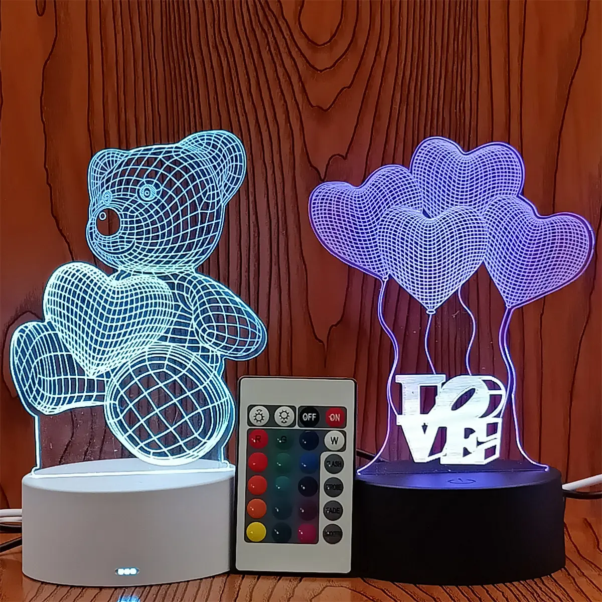 Luz de noche personalizada LED 3D ilusión luz de noche base de lámpara 7 colores para regalo de Navidad decoración de la habitación luz de noche 3D