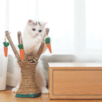 C055 Poteau à gratter écologique en forme de branche pour chat, avec plateau à gratter et jouet d'agitation en sisal, structure d'escalade