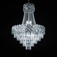 Lustre en cristal perlé doré de haute qualité pour la décoration de mariage, idéal pour les banquets d'hôtels de luxe et les mariages.