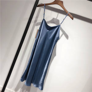 Silk Mulberry C Silkworm C Silk Women's Multicolor Solid Color Base Petticoat Nightgown dress Long Slip Top for Hair - Product Image 4