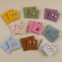 Petite enveloppe à rabat imprimée avec logo personnalisé, pochette d'emballage de luxe en microfibre, sac à bijoux pour collier