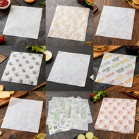 Papier d'emballage pour hamburgers personnalisé 10x10 12x12 15x15 pouces, feuilles résistantes à l'huile pour cafés, fast-foods, emballages