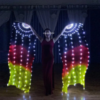 100% véritable soie LED ventilateur de danse 180cm fait à la main Fuchsia Oriental arabe égyptien danse du ventre Performance Costume fête nouveauté