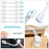 Loquets à sangle pour tiroir réfrigérateur toilettes armoire de sécurité pour enfants épreuvage 6 Pack serrures d'armoire à l'épreuve des enfants avec adhésif réglable