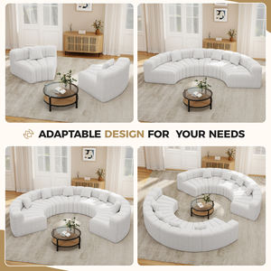 Luxurious Velvet Modular <b>Sofa</b> Set Extendable Non-Assembly Ergonomic Back <b>Support</b> Durable Fabric Living Room Furniture Mall Hotel - Product Image 5