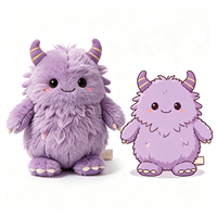 Vente en gros de poupées en peluche douces de haute qualité, mignonnes, en fourrure, monstres violets, pour enfants, jouet en peluche personnalisé