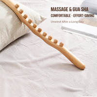 Bâton de massage en bois de hêtre, 8 billes, 52 cm, rouleau de massage Gua Sha pour le dos, le cou, les épaules, l'abdomen, unisexe, adultes