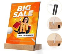 Présentoir de table personnalisé avec base en bois, cadre photo en acrylique pour menus de repas, cadeaux professionnels et promotionnels