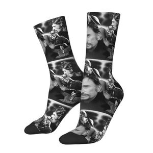Chaussettes personnalisées rétro rock Johnny Hallyday pour un style chaud et tendance, chaussettes fantaisie du chanteur français - Product Image 2