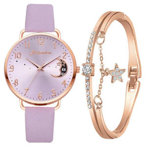 Montre à quartz de luxe pour femmes en vente en gros avec ensemble de bijoux Bracelet jonc avec logo personnalisé Montres-bracelets pour femmes <span class=keywords><strong>Cadeau</strong></span> pour filles - Product Image 2