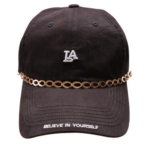 Black Baseball Cap With Chain LA Logo Believe In <b>Yourself</b> Street Style Unisex Cotton Yarn Hat Four Seasons - Product Image 4