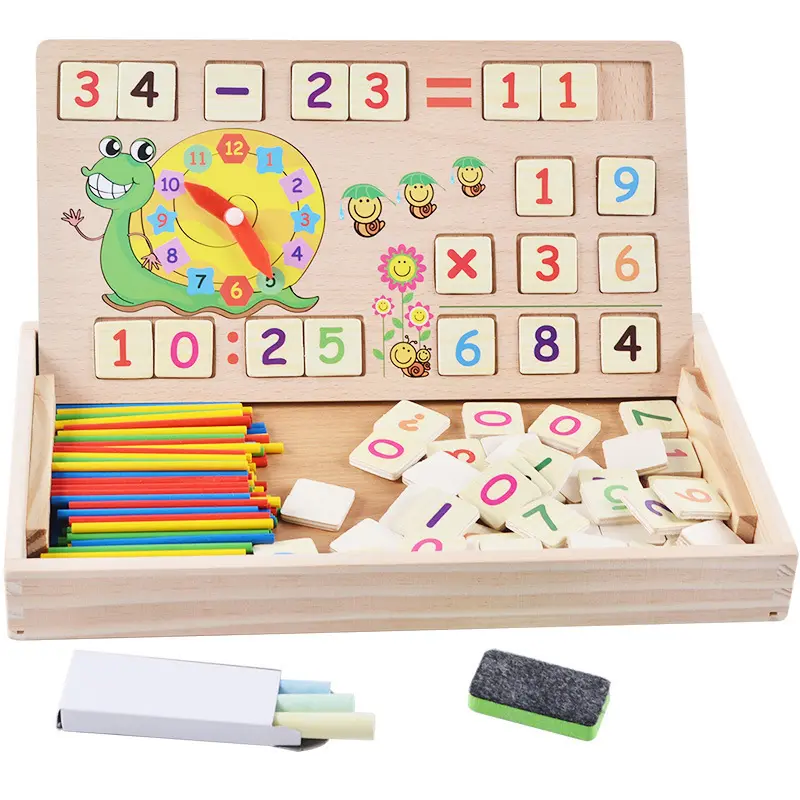 Jouet éducatif Montessori jouets mathématiques en bois multi-fonctionnel informatique numérique enfants comptage bâtons jouet mathématique