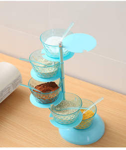Wholesale Hot Product Kitchen Accessories Seasoning <b>Jar</b> Plastic Condiment Storage Rotating Box with Spoon 5 Layers Food - Product Image 2