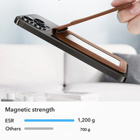 Tas kartu magnetik kuat modis mewah, tas kartu magnetik kuat, 2 dalam 1 dengan penyangga, casing elastis, tas dompet penyimpan kartu belakang