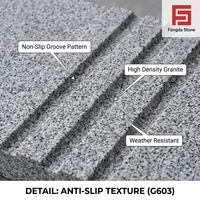 Dalles de garage en granit Fangda Stone G603 Sésame Blanc, taillées à la machine, antidérapantes, à rainures profondes, motif dents de loup