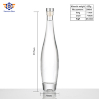 Bouteilles en verre élégantes à col long de 500 ml, personnalisées et luxueuses, pour spiritueux, bouteille unique en forme de larme pour whisky, vodka, avec bouchon