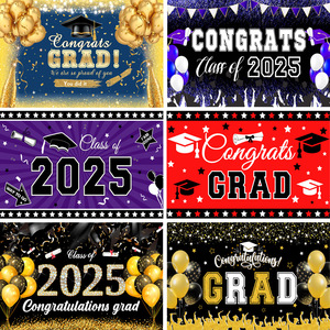 2025 Graduation Season Banner <strong>CONGRATS</strong> GRAD for Amazon School Party Photo Background Cloth Home <strong>Decor</strong> Wholesale - Product Image 2