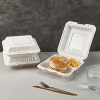Boîte à lunch jetable à clapet MFPP 1 compartiment 9x9 pouces, micro-ondable, sans BPA, en PP de qualité alimentaire avec couvercle, récipient alimentaire