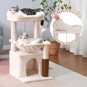 <b>Cat</b> Tree 32 Inches <b>Cat</b> <b>Tower</b> with <b>Scratching</b> Post,15.7”Large Hammock and Self Groomer, and Removable Top Perch and Wide Condo - Product Image 2