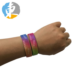<b>Rainbow</b> Tie-dye Colorful WWJD Elastic <b>Bracelets</b> Both Side Sublimation Print With Print Label - Product Image 6