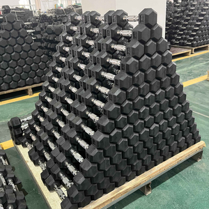 Factory Direct Selling Strength Training Rubber Coated <b>Dumbbell</b> Free Weights Gym Hex <b>Dumbbells</b> for Gym Commercial Use - Product Image 1