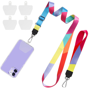 Fashion Adjustable Phone <b>Polyester</b> <b>Lanyard</b> Card Fixed Mobile Phone Shell Colorful Neck Cord Anti-lost Strap Phone Safety Tether - Product Image 1