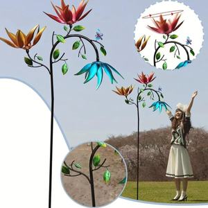 Tournesol métallique robuste multicolore avec fleurs, design enfichable, finition peinte, résistant aux intempéries pour jardin - Product Image 5
