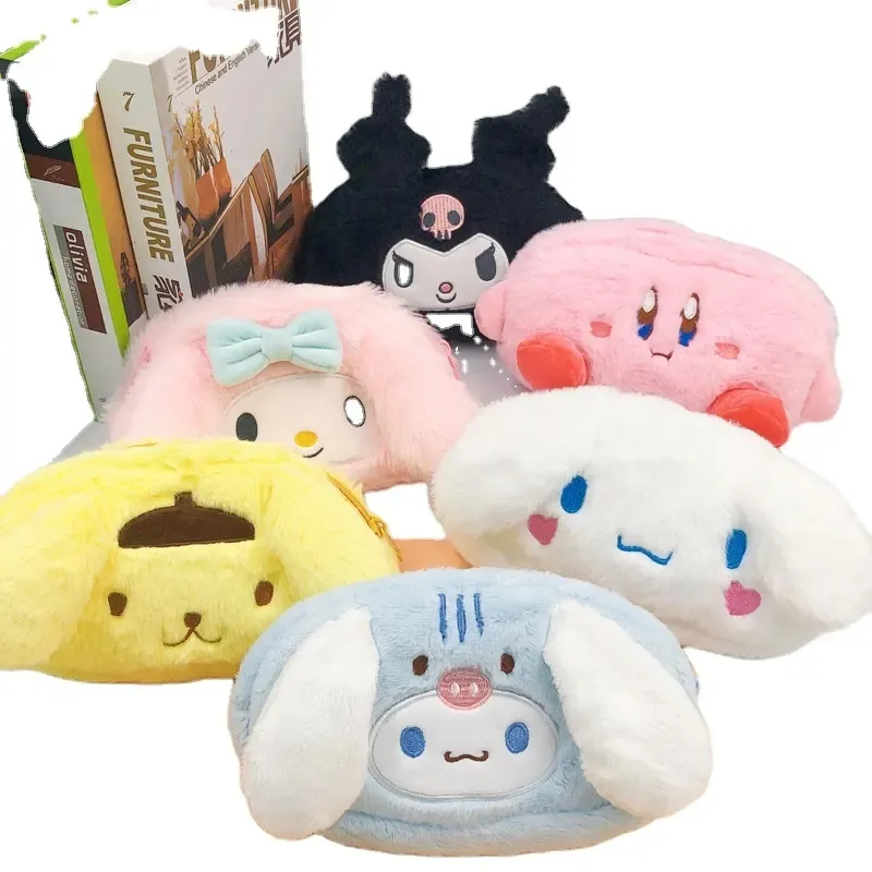 JM Wholesale Sanrio Cute Kuromi Stationery Bag Pencil Bag Gift Case Shell Case For School Sanrio Plush Pencil Cases