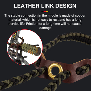STARCN Correa de Muñeca para Arco de Tiro con Arco, Cordón de Nylon Trenzado Ajustable, Yugo de Cuero de Grano Completo, Ojal de Latón para Accesorios de Arco Compuesto - Product Image 5