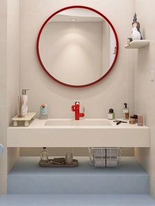 Modern cosmetic bathroom cabinet combination slate hot bending integrated basin washbasin can be customized - Product Image 1