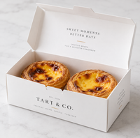 Boîte à pâtisserie jetable auto-élevante personnalisée, emballage pour tarte aux œufs, papier kraft, logo imprimé UV pour café, pâtisserie