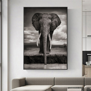 Stampe su Tela di Elefanti <span class=keywords><strong>Africani</strong></span> in Stile Nordico, Poster e Stampe di Animali per Decorazione del Soggiorno - Product Image 3