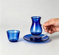 Ensemble de tasses en verre borosilicate coloré avec poignée, petite tasse à café et soucoupe, style pichet pour servir le café et le thé