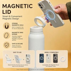 Custom 24Oz <b>Portable</b> <b>Vacuum</b> Flask Sports Travel Magnet Thermos Water Bottle With Magnetic Phone Holder Straw Lid - Product Image 4