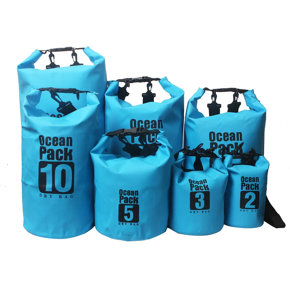 Su geçirmez kuru çanta müşteri çeşitli boyut 10 litre kuru çanta 500D Pvc branda su geçirmez okyanus açık için paket çantası kuru çuval