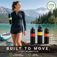 Bouteille d'eau sport en acier inoxydable à double paroi isolée sous vide de 550 ml et 750 ml avec poignée en fil métallique – Vente en gros