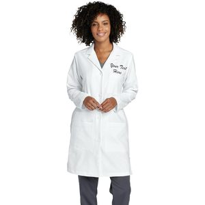 Blouse de laboratoire longue personnalisée pour femme, 3 poches, en popeline de polyester, uniforme d'hôpital, broderie personnalisée - Product Image 1